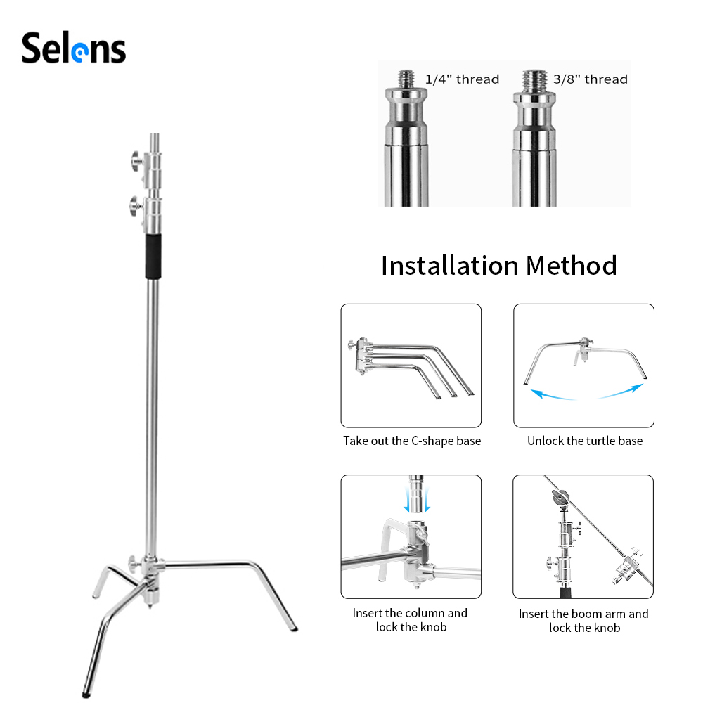 Selens 300cm C-Stand Stainless - đánh giá và giá Photography Lightning