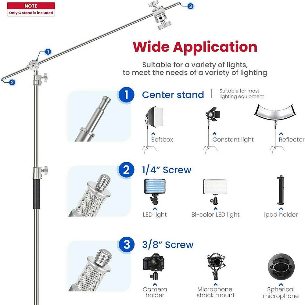 Selens 300cm C-Stand Stainless - đánh giá và giá Photography Lightning