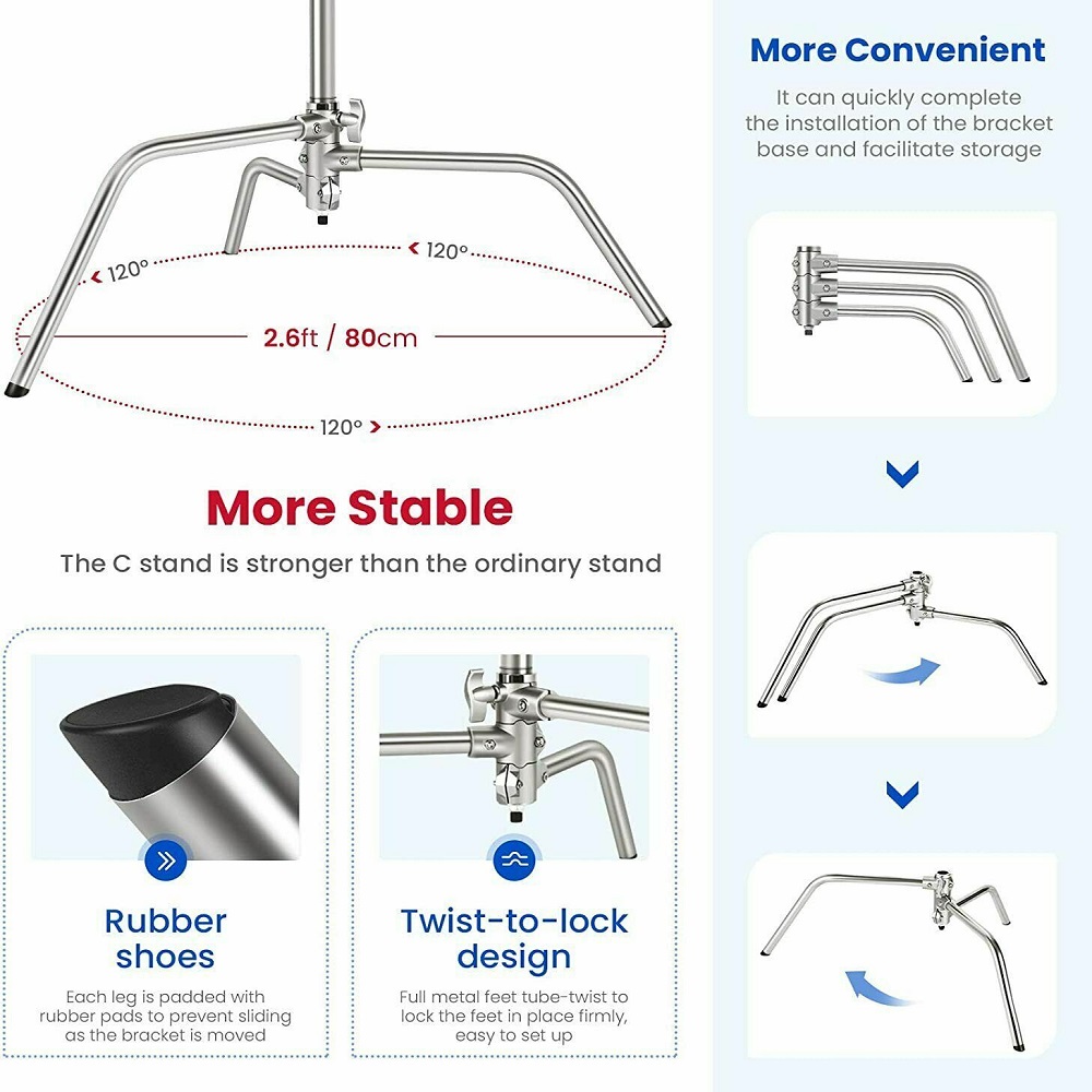 Selens 300cm C-Stand Stainless - đánh giá và giá Photography Lightning